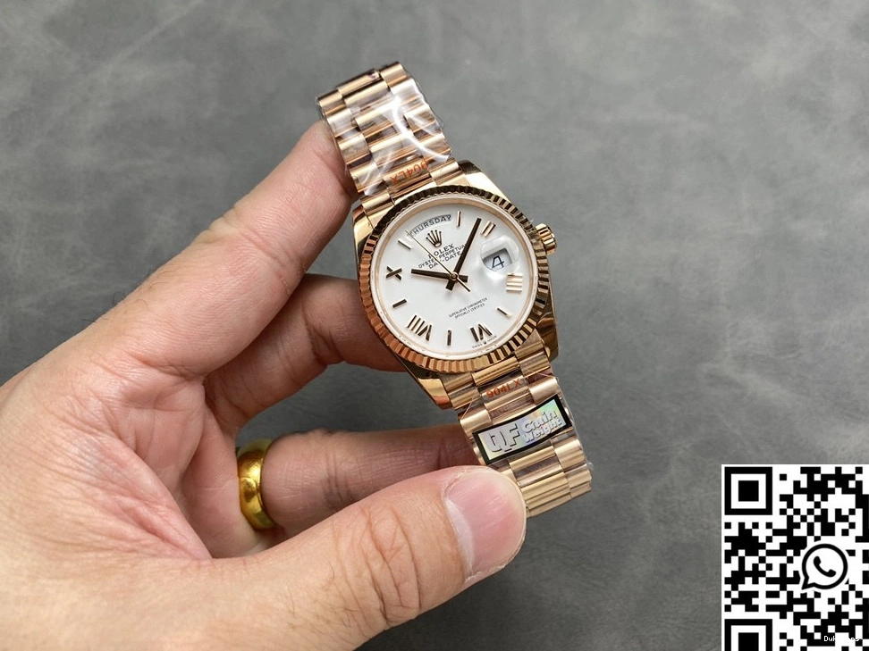 36mm Rolex v5 White Gold Date Rose QF M128235 Day Dial Steel Factory Tungsten 0715
